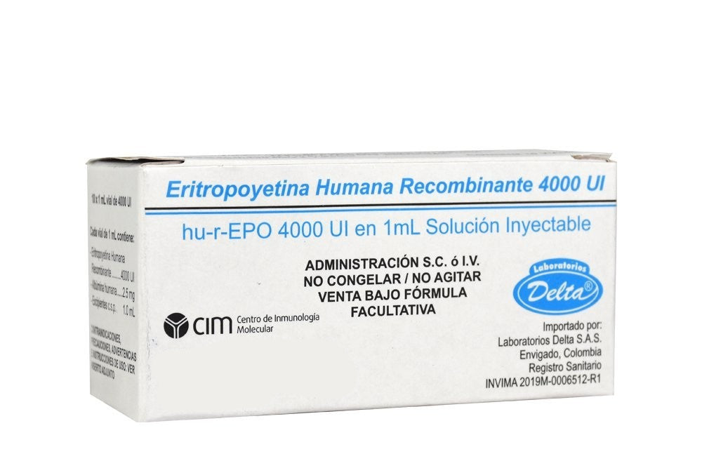 ERITROPOYETINA HUMANA RECOMBINANTE 4.000 UI SOLUCION INYECTABLE